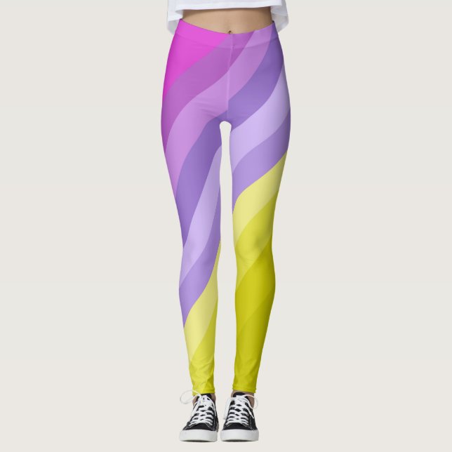 Leggings Striqué, lumineux, arc-en-ciel (Devant)