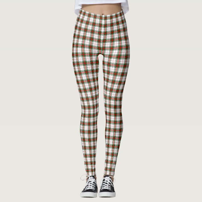Leggings Stuart / Stewart tartan blanc rouge vert plaid (Devant)