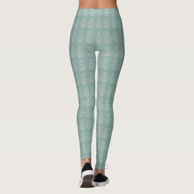 Leggings Studio De Yoga Vert De La Mer Hamsa (Dos)