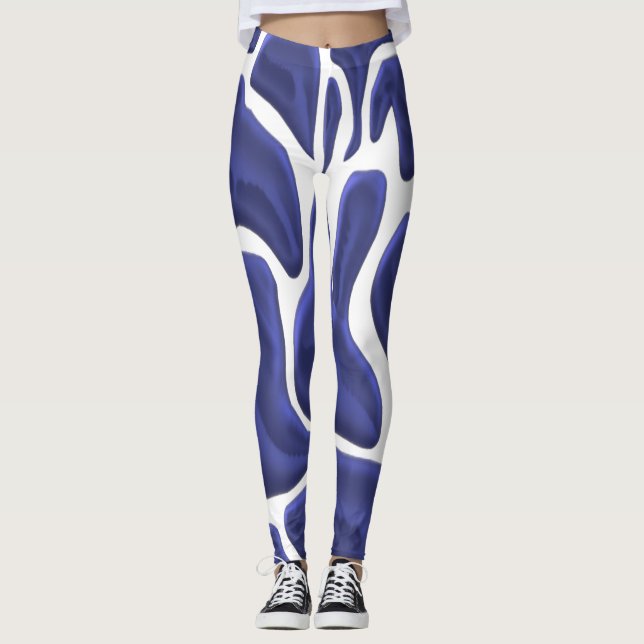 Leggings Style Abstrait avec bleu d'art moderne (Devant)