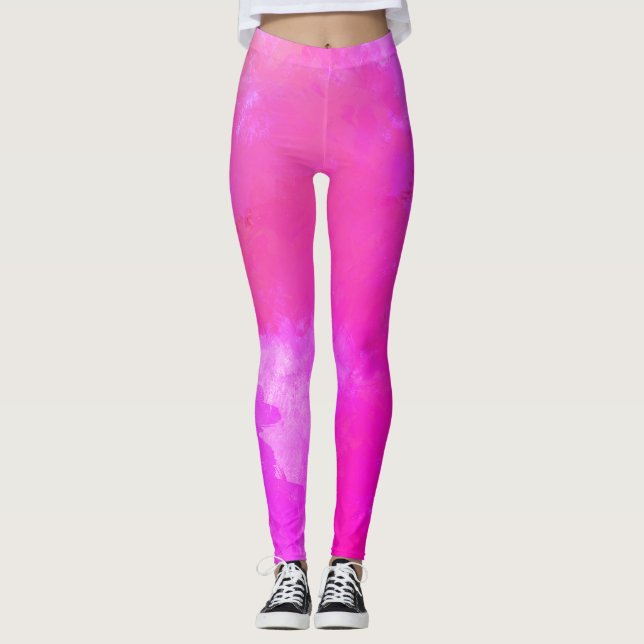 Leggings Style Abstrait rose chaud (Devant)