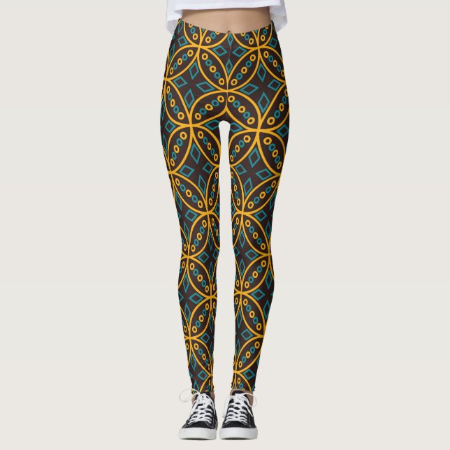 Leggings Style batik vintage sur marron. (Devant)