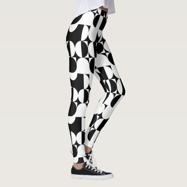 Leggings Style Bauhaus Noir Et Blanc Géométrique Rétro  (Droite)