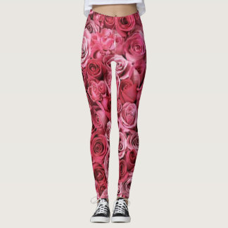 Leggings style chic moderne fleurs vertes rouges R