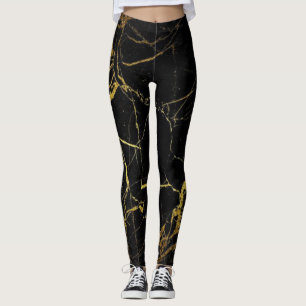 Leggings Style chic noir et or veiné