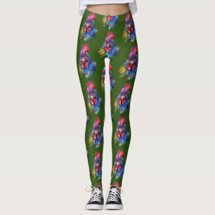 Leggings Style d'aquarelle de poulet du coq du pays
