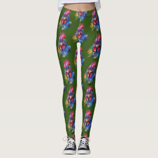 Leggings Style d'aquarelle de poulet du coq du pays