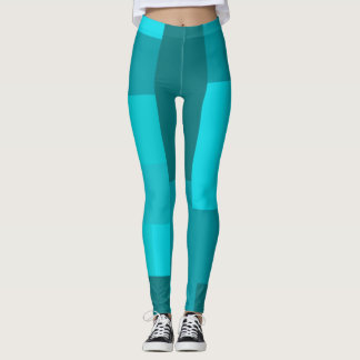 Leggings Style d'art Pixel - Motif de bloc Turquoise Cool