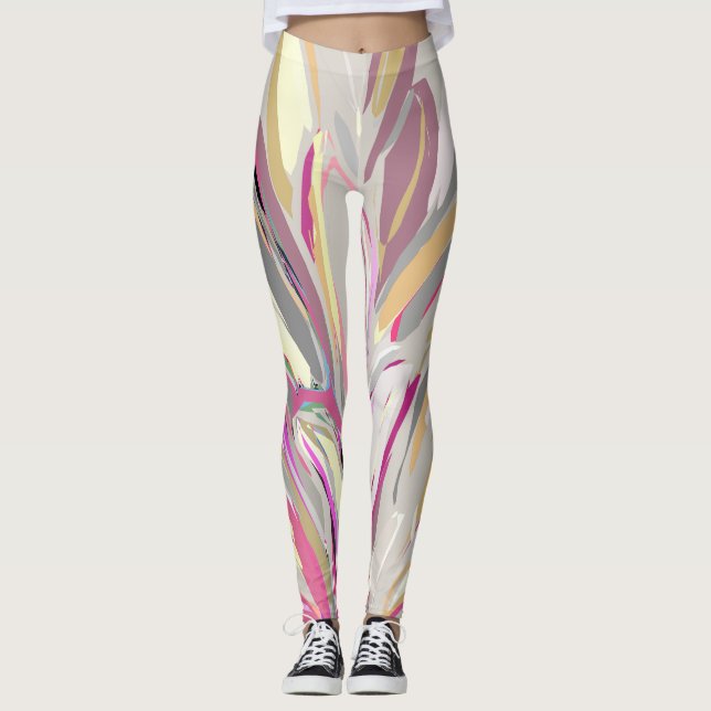 Leggings Style d'art vectoriel Plante tropical Abstrait (Devant)