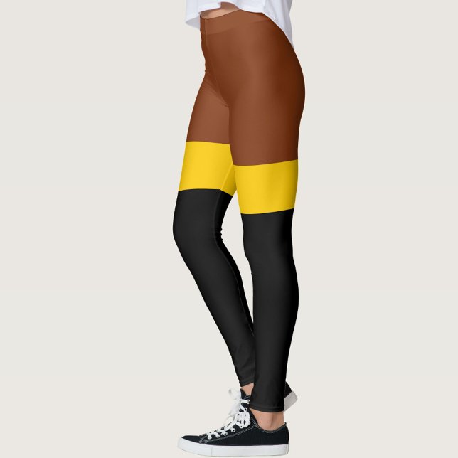 Leggings Style de bloc de couleur Brown jaune (Créateur téléchargé)