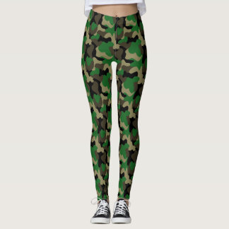 Leggings Style de rue camouflage vert