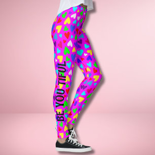 Leggings Style Décora Texte Personnalisé Arc-en-Ciel Cœur K