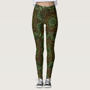 Leggings Style d'engrenage bleu kaléidoscope brunâtre bross