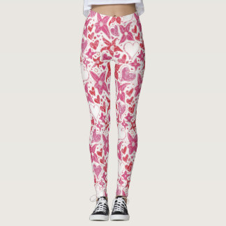 Leggings Style Différent De Fleur & Coeurs Motif