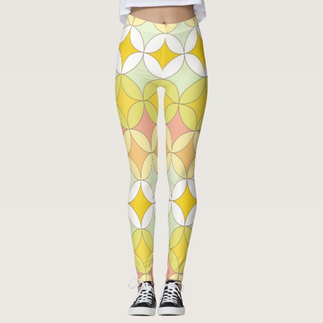 Leggings Style Disco Rétro Motif sans couture (Devant)