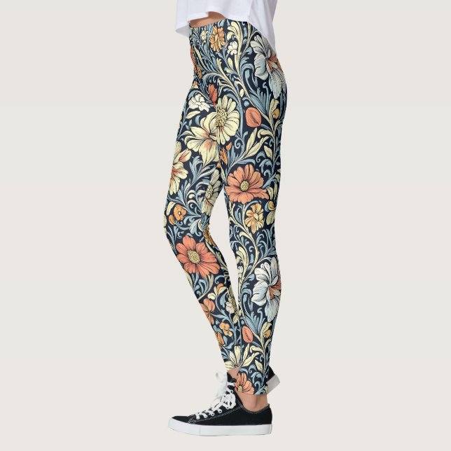 Leggings style floral motif de feuilles d'acanthe de Willia (Gauche)