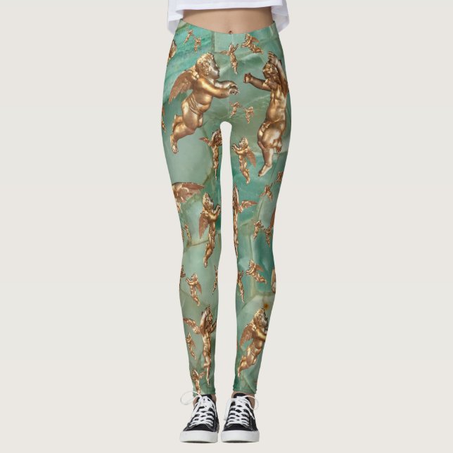 Leggings Style Golden Angels Aqua Turquoise (Devant)