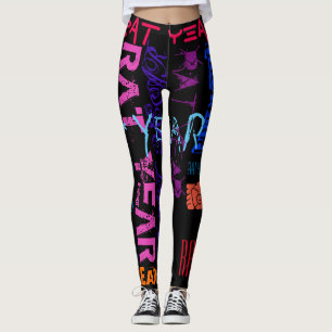 Leggings Style Graffiti Rat répétitif Année Z Anniversaire 