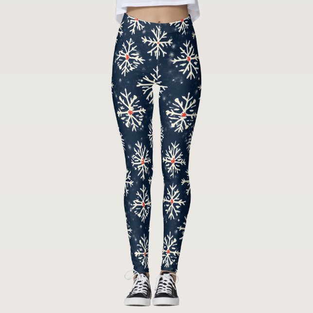 Leggings Style hivernal Motif de flocon de neige (Devant)