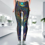 Leggings Style moderne coloré Unique Peacock Feather<br><div class="desc">Que ce soit pour une séance d'entraînement en soirée décontractée ou une séance d'après-midi plus intense, ces leggings motifs paon seront le compagnon parfait. Conçus avec des détails blancs et verts turquoise, et inondés de couleurs excercises de classe, ces leggings sont sûrs de faire une déclaration. Avec des vêtements chauds...</div>