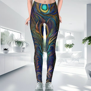 Leggings Style moderne coloré Unique Peacock Feather