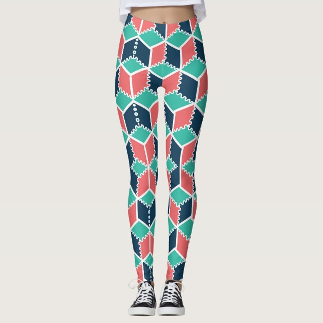 Leggings Style moderne Cube de couleur géométrique moderne (Devant)