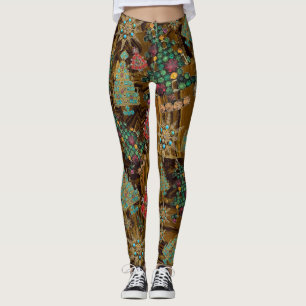 Leggings Style Noël Arbre Bijou Bling Tiger Fer