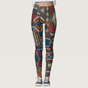 Leggings Style Patchwork Impression Vintage brodée