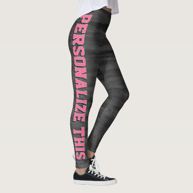 Leggings Style Personnalisé - Gris Texturé & Rose Chic  (Droite)