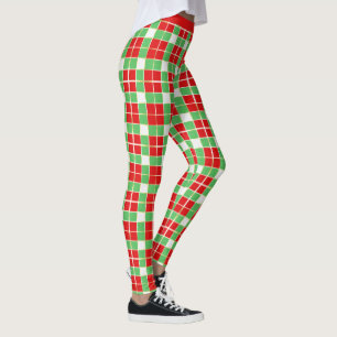 Leggings Style Red Green Gold Plaid Motif Yoga