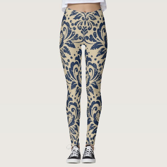 Leggings Style Rétro : Abstrait Floral sans joint (Devant)