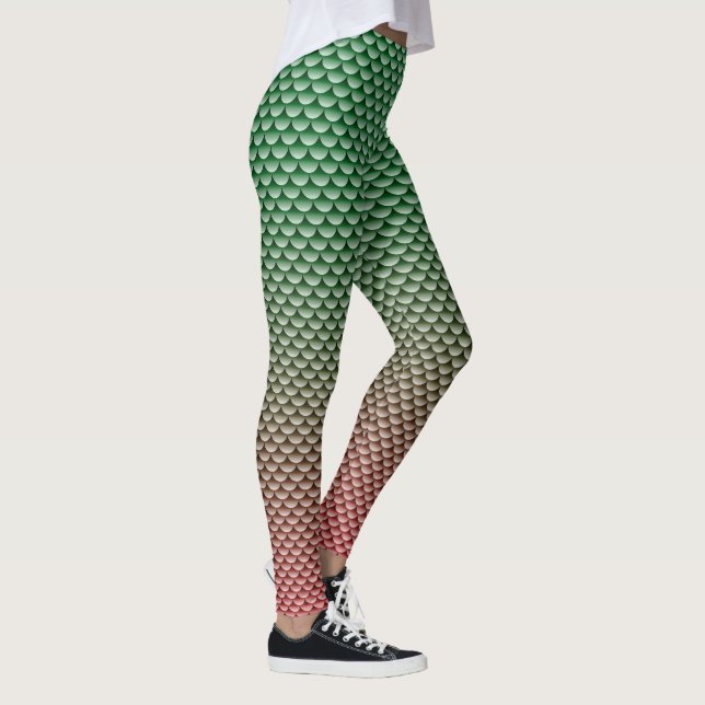 Leggings Style sirène ~ Vert & Rouge (Droite)