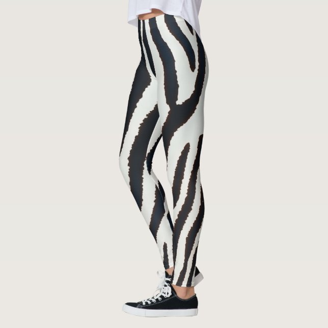 Leggings Style zèbre noir et blanc animé (Gauche)