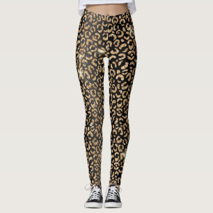Leggings Stylish Black and Gold Parties scintillant Wild Le