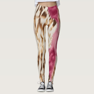 Leggings Stylish Girly Rose White Gold Zebra