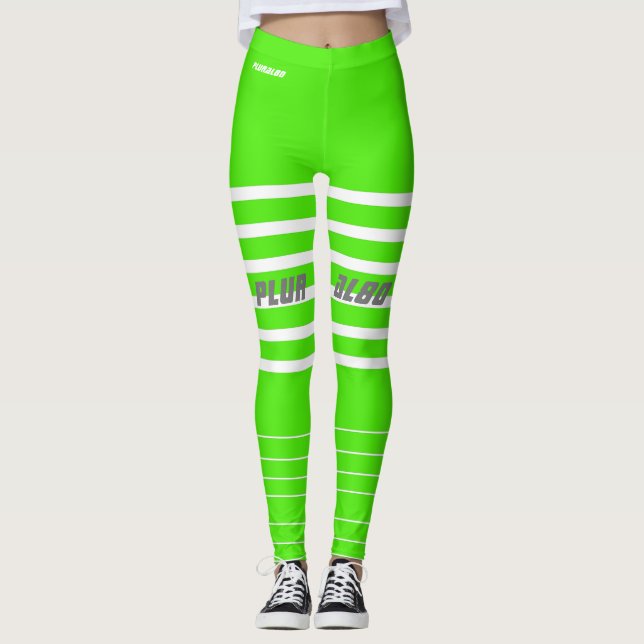 Leggings Stylish green white monogramed entraînement (Devant)