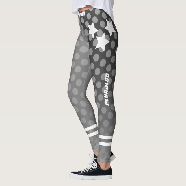 Leggings Stylish monogrammed gris points motif entraînement (Gauche)