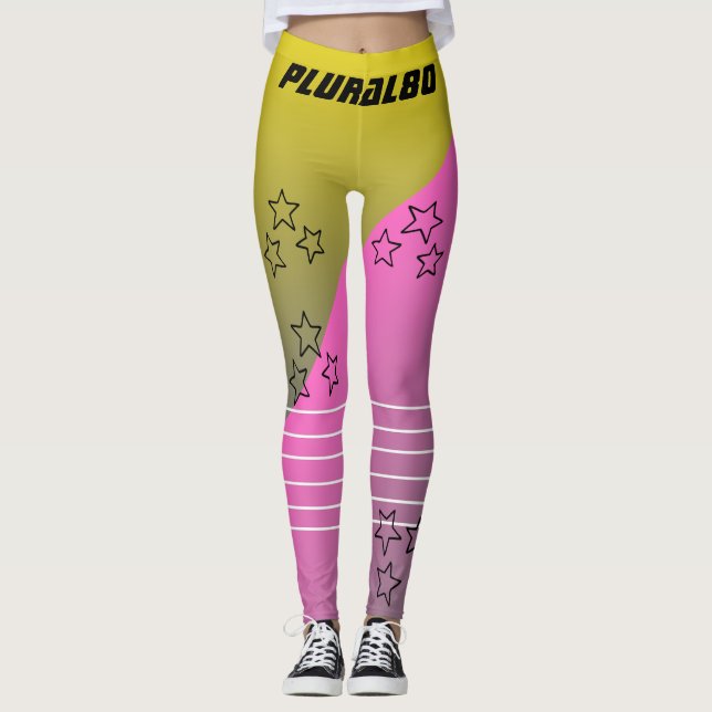 Leggings Stylish Monogrammed jaune dégradé rose (Devant)