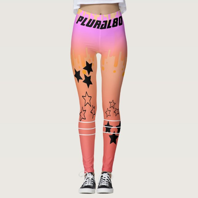Leggings Stylish monogrammed rose dégradé entraînement (Devant)
