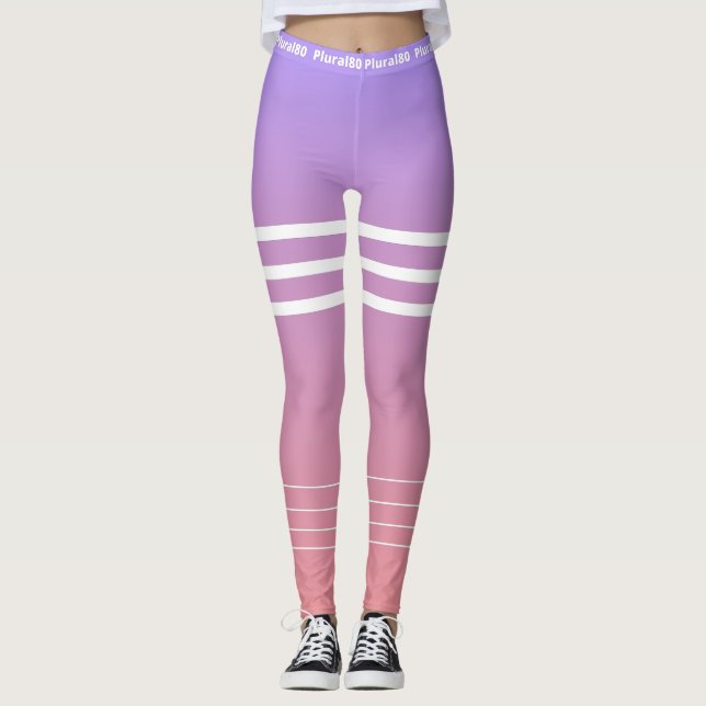 Leggings Stylisme dégradé rose violet entraînement (Devant)