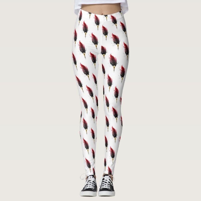 Leggings Stylo rouge en plumes avec nib or (Devant)