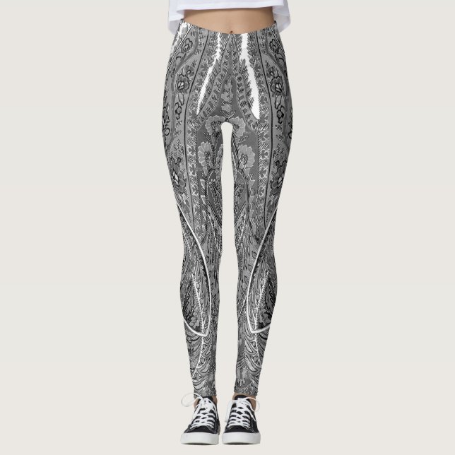 Leggings Sublime Paisley Noir & Blanc (Devant)