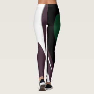 Leggings Submersion : Noir Abstrait, Blanc, Violet & Vert