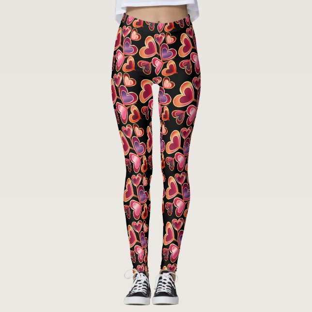 Leggings Sucettes en forme de double cœur texturé et métall (Devant)