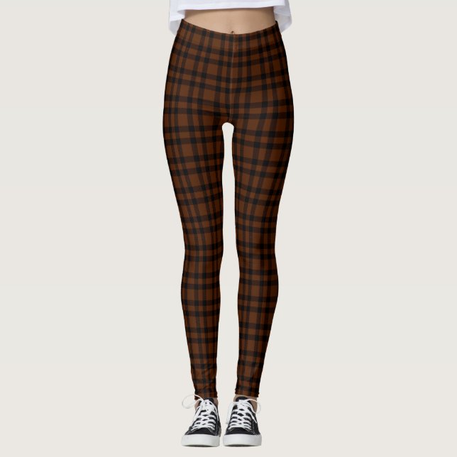 Leggings Sucre Brown En vichy Vérifier Motif Plaid (Devant)