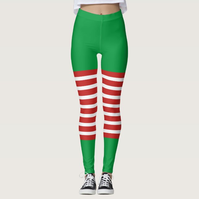 Leggings Sucre de canne de Noël des elfes de vacances (Devant)