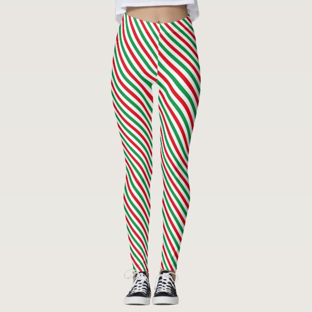 Leggings Sucre de canne de Noël rayé (Devant)