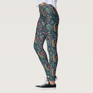 Leggings Sucre de canne festif et Holly Motif