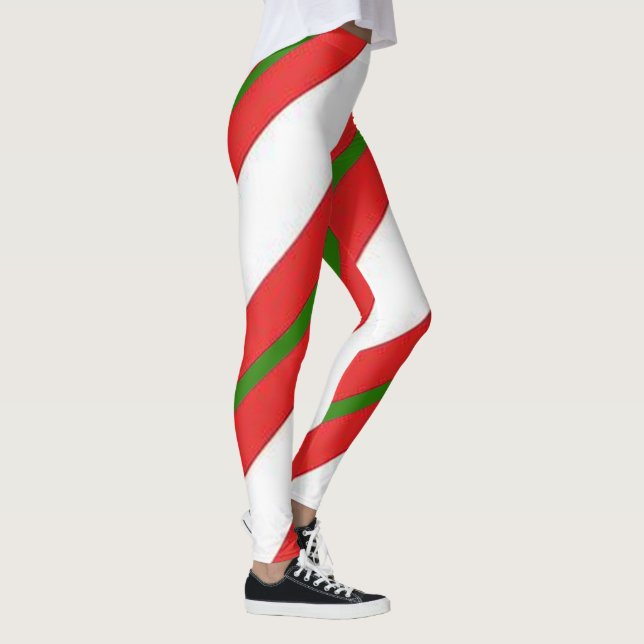 Leggings Sucre de canne mignon Noël rouge blanc et vert (Droite)