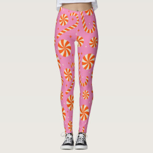 Leggings Sucre de canne Noël rétro motif